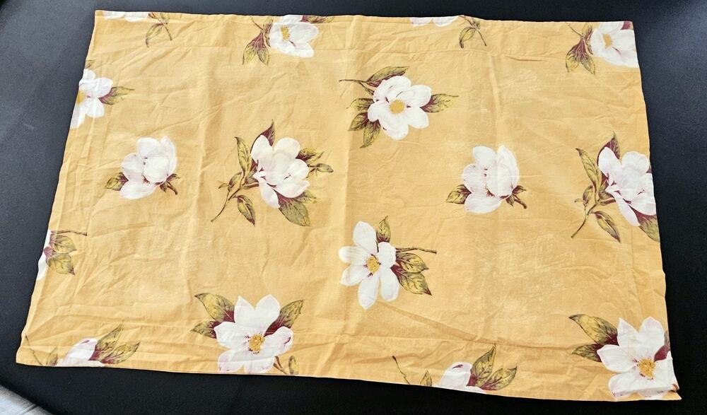 The Company Store XL King Pillow Sham Gold White Floral Cotton Tencel 26 x 41